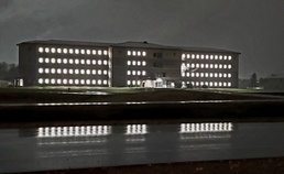 New barracks at night at Fort McCoy