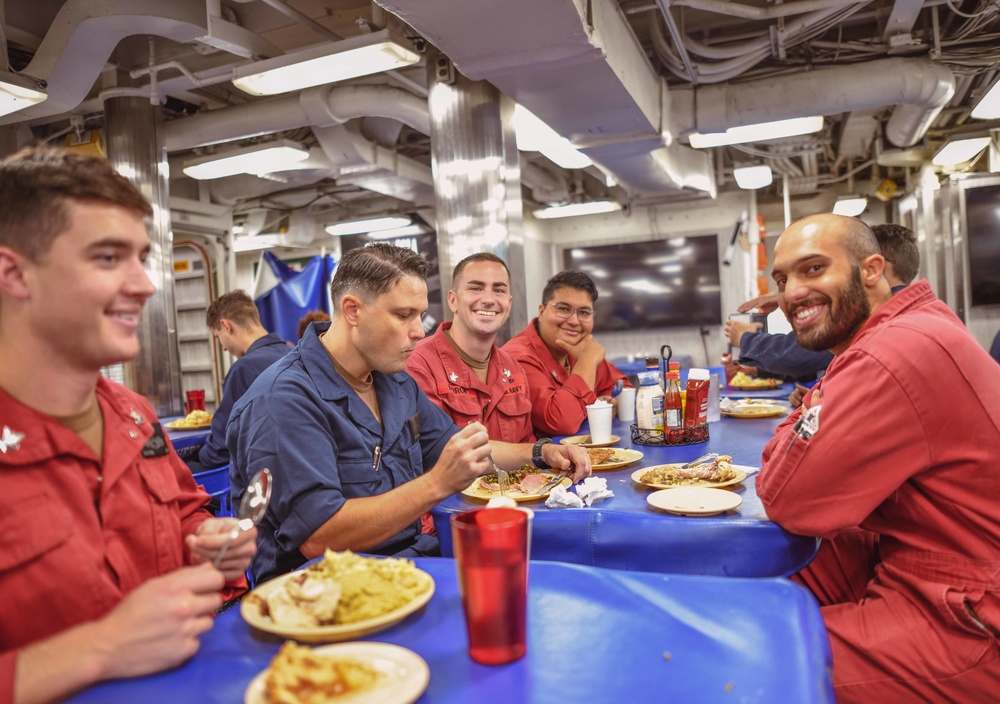 USS The Sullivans celebrate Thanksgiving