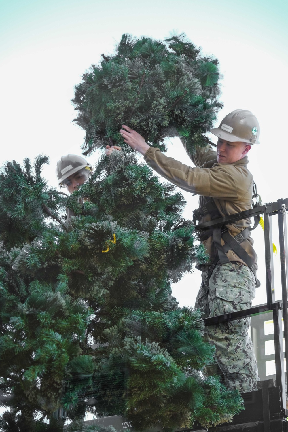 Seabees put up Christmas Tree
