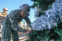 NMCB 11 Seabees put up Naval Base Rota's Christmas Tree