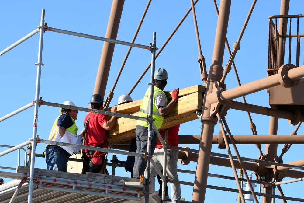 Crews Work to Repair the Sanibel Lighthouse Damaged by Hurricane Ian