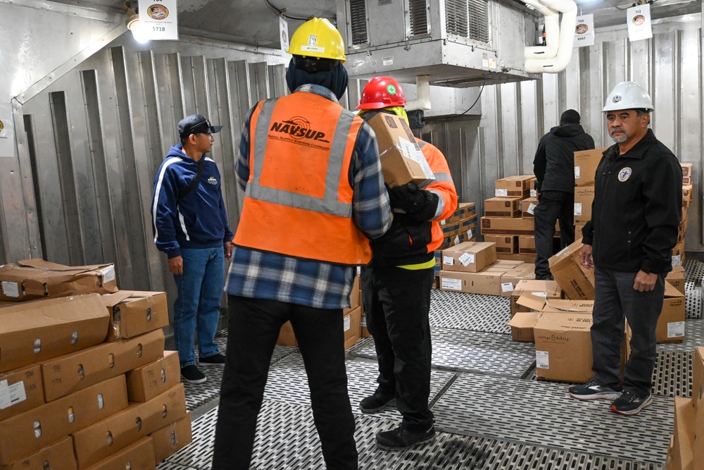 NAVSUP FLC San Diego Logistics Support Center representatives provide on-load support aboard USS Abraham Lincoln (CV-72) during recent evolution, Nov. 17.