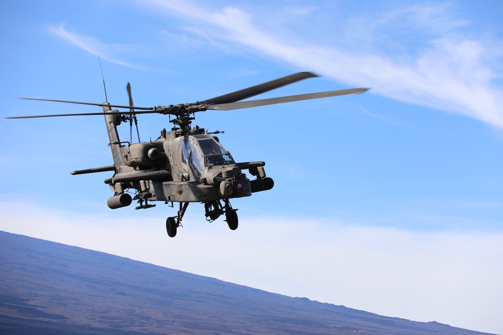 AH-64 Apache Flying over Pohakuloa Training Area