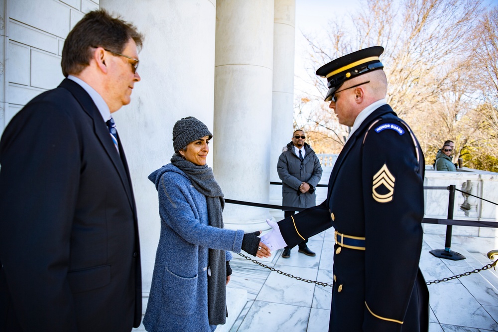 Director of U.S. Office of Personnel Management Kiran Ahuja Participates in a Public Wreath-Laying Ceremony at the Tomb of the Unknown Soldier