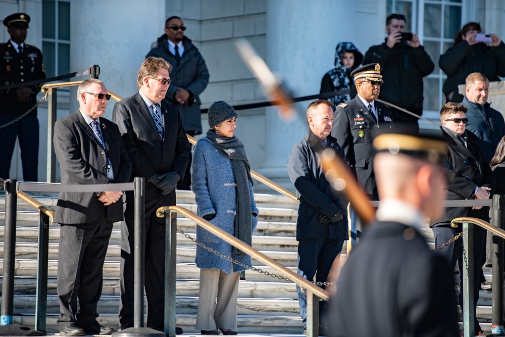 Director of U.S. Office of Personnel Management Kiran Ahuja Participates in a Public Wreath-Laying Ceremony at the Tomb of the Unknown Soldier