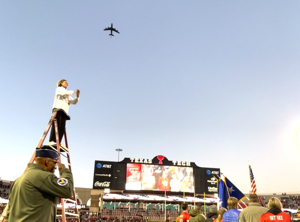 Okies flyover Texas Tech game in honor of Veteran's Day