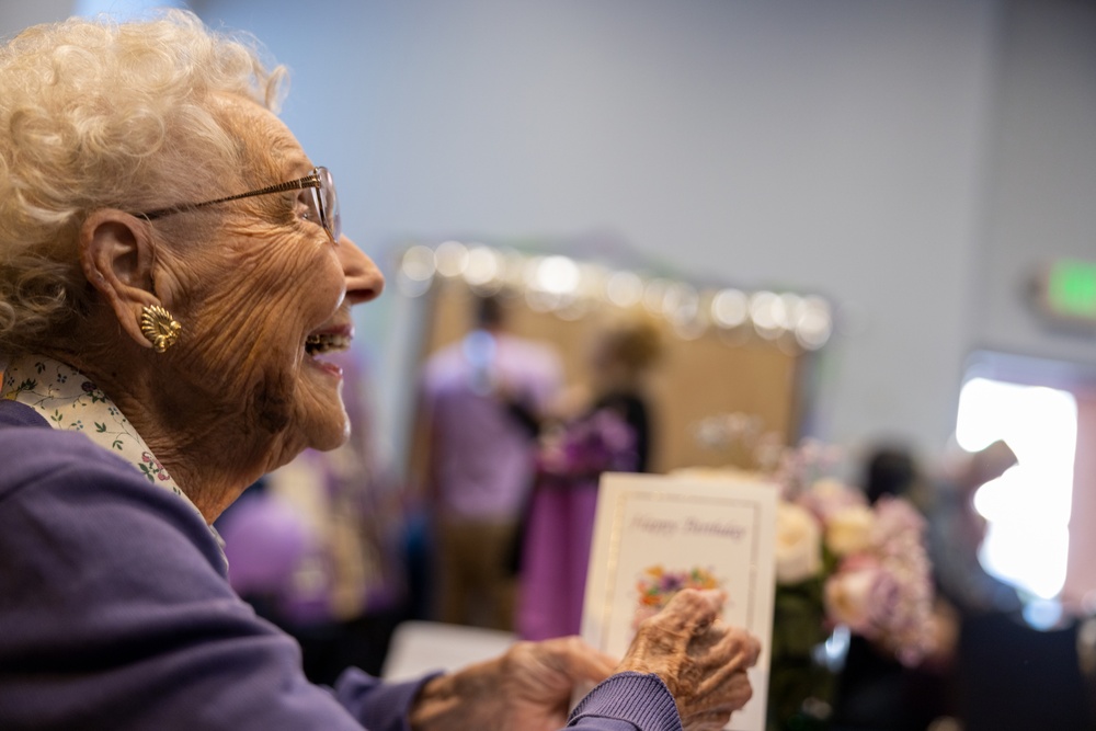 World War II veteran Marine Cpl. Dorothee Irwin celebrates 100th birthday