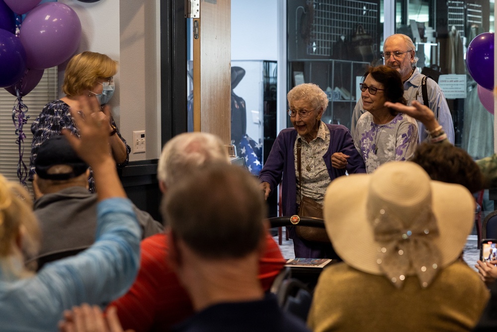 World War II veteran Marine Cpl. Dorothee Irwin celebrates 100th birthday