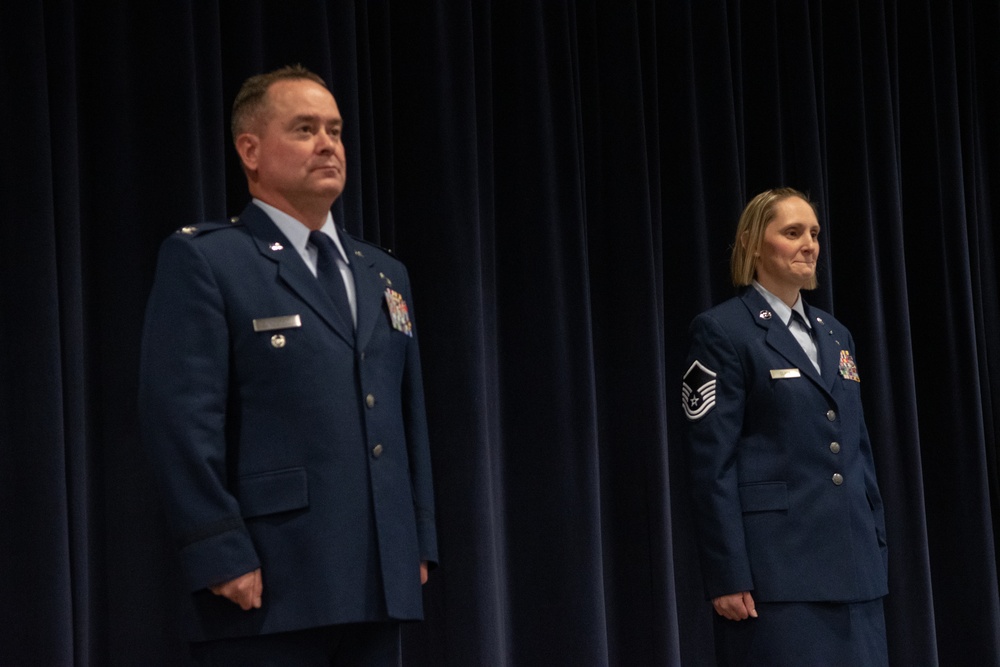 Senior Master Sgt. Sherri Clark promotes during December UTA