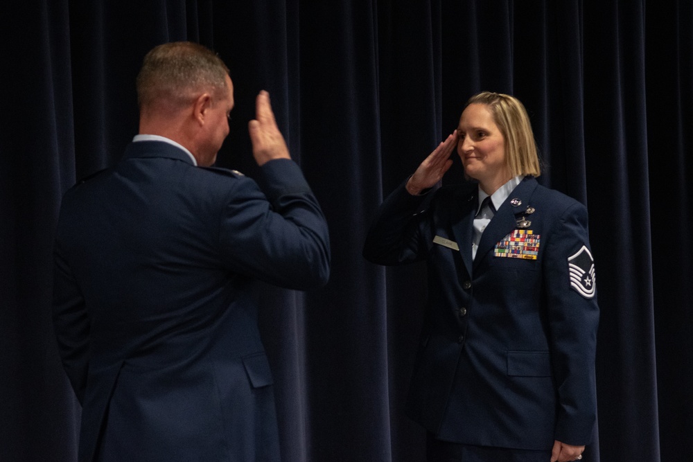 Senior Master Sgt. Sherri Clark promotes during December UTA