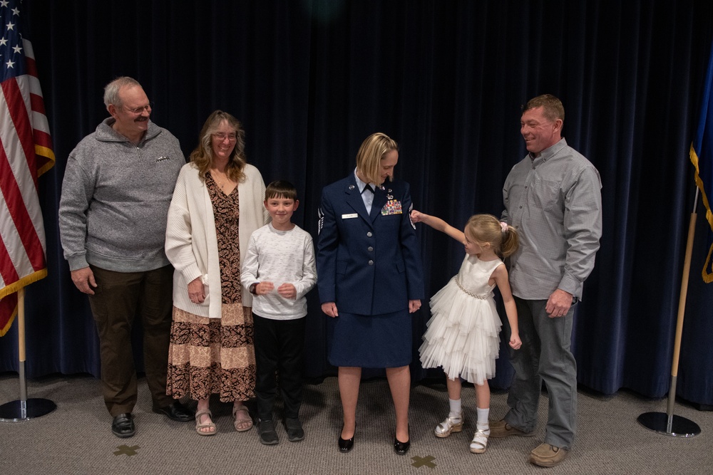 Senior Master Sgt. Sherri Clark promotes during December UTA