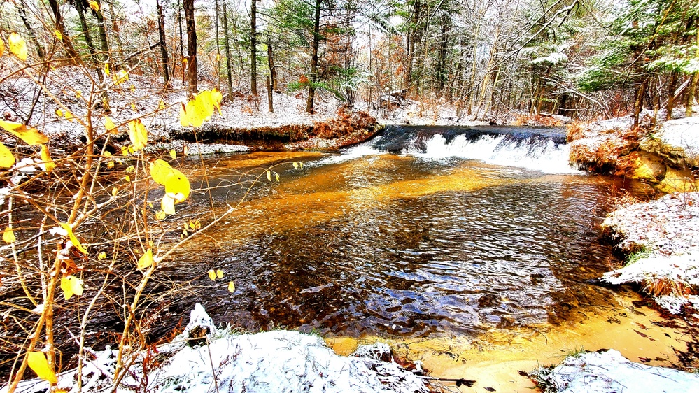 Snowy day at Fort McCoy's Trout Falls in Pine View Recreation Area
