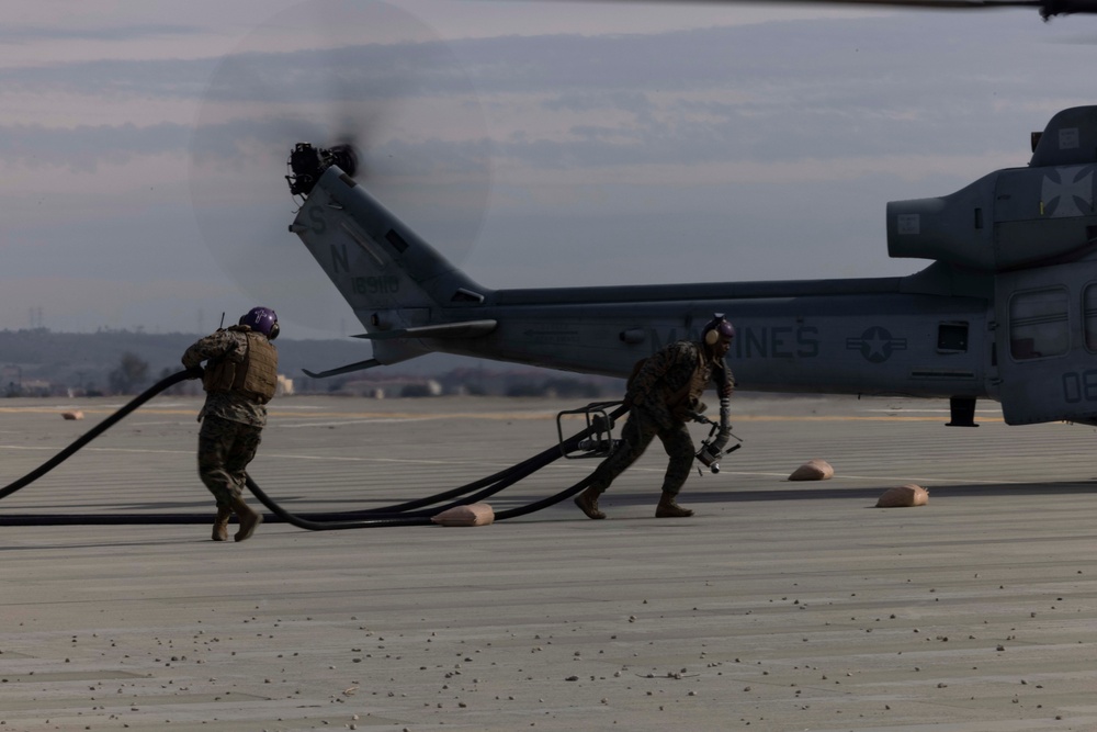 Steel Knight 23: Marine Light Attack Helicopter Squadron 169 refuels at Forward Arming and Refueling Point