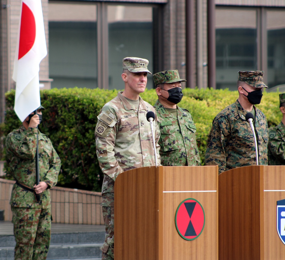 7th Infantry Division and 3rd Marine Division participate in Yama Sakura 83 Opening Ceremony