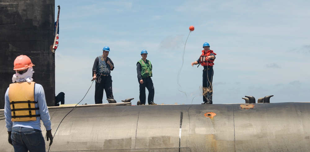 USS West Virginia Conducts Port Visit at NSF Diego Garcia