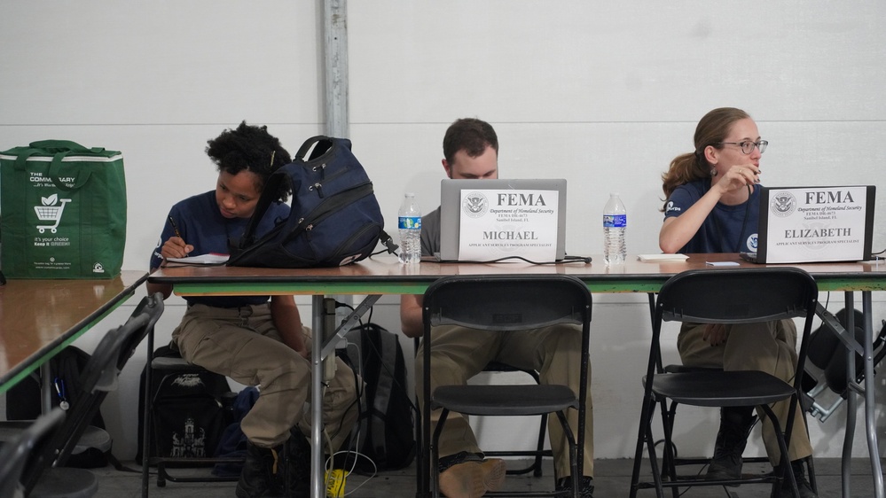 FEMA Corps Members wait for Survivors Disaster Recovery Center on Sanibel Island