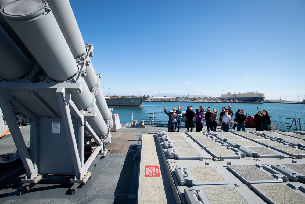 Warfare center team members tour USS Decatur