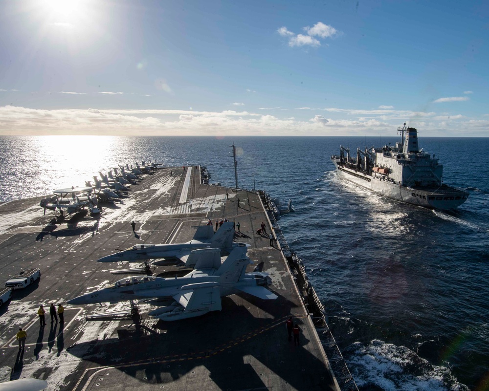 USS Nimitz Steams Alongside USNS Henry J. Kaiser