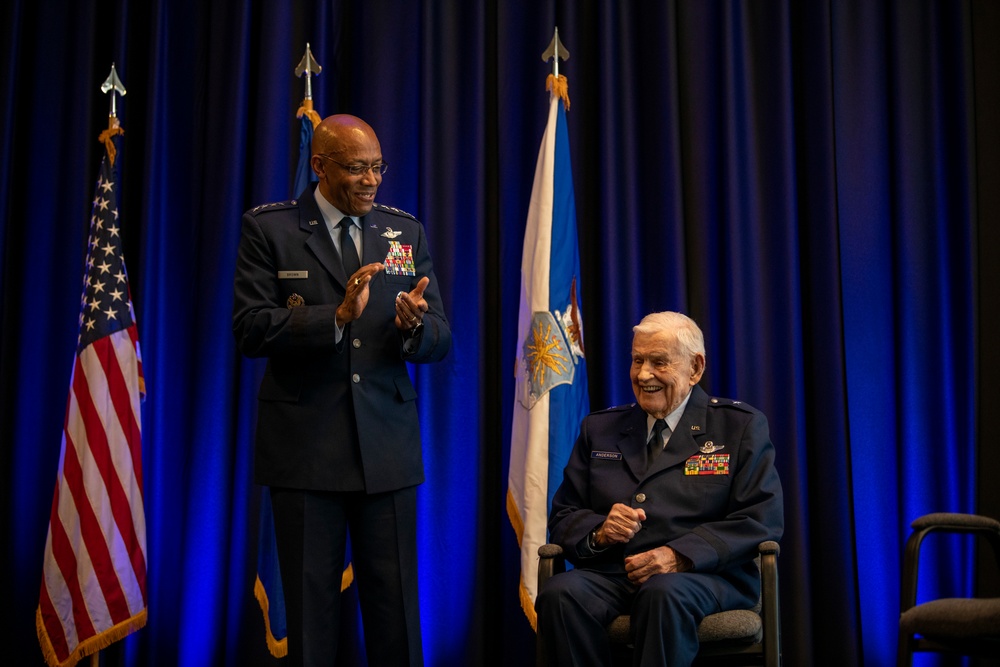 CSAF promotes retired WWII triple ace fighter pilot to brigadier general