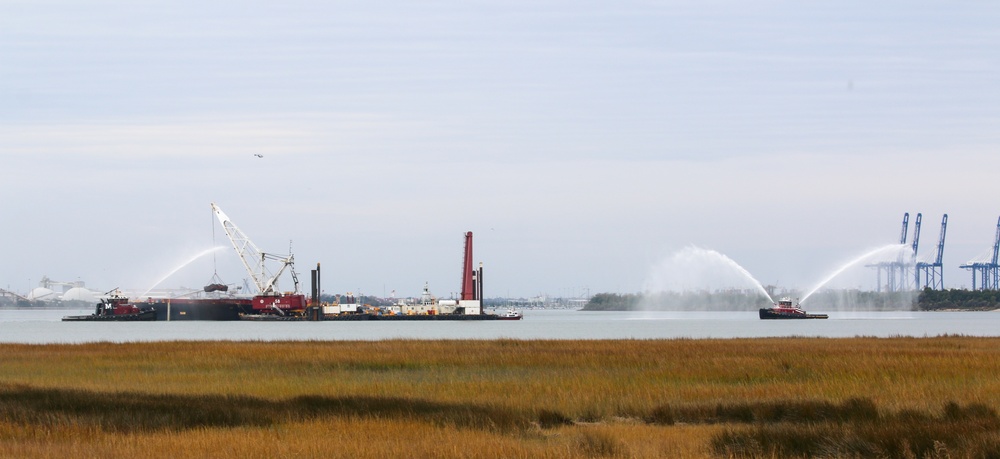 The Charleston District gathers with stakeholders to celebrate the completion of the Charleston Harbor Post 45 Deepening Project.