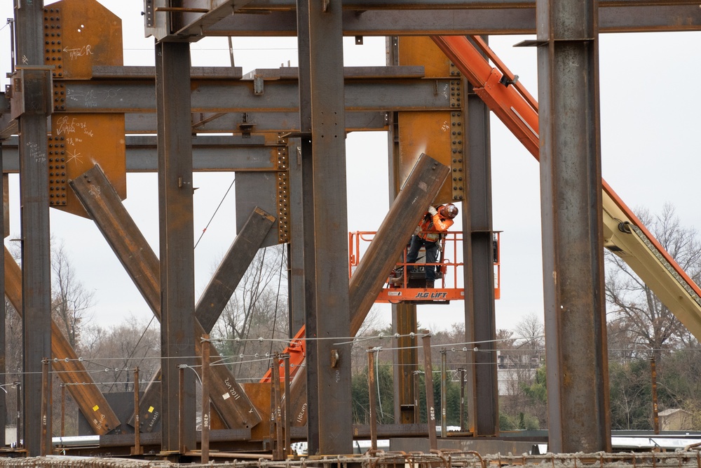 Construction work continues at the site of the Louisville VA Medical Center Dec. 21, 2022.