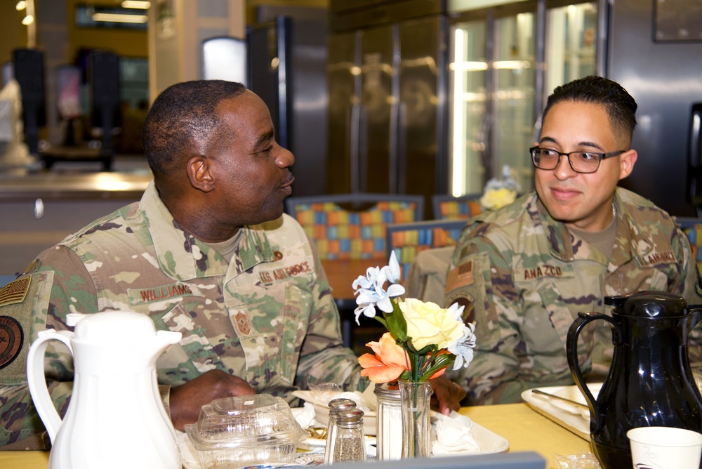 ANG Command Chief speaks with 108th Wing Airmen