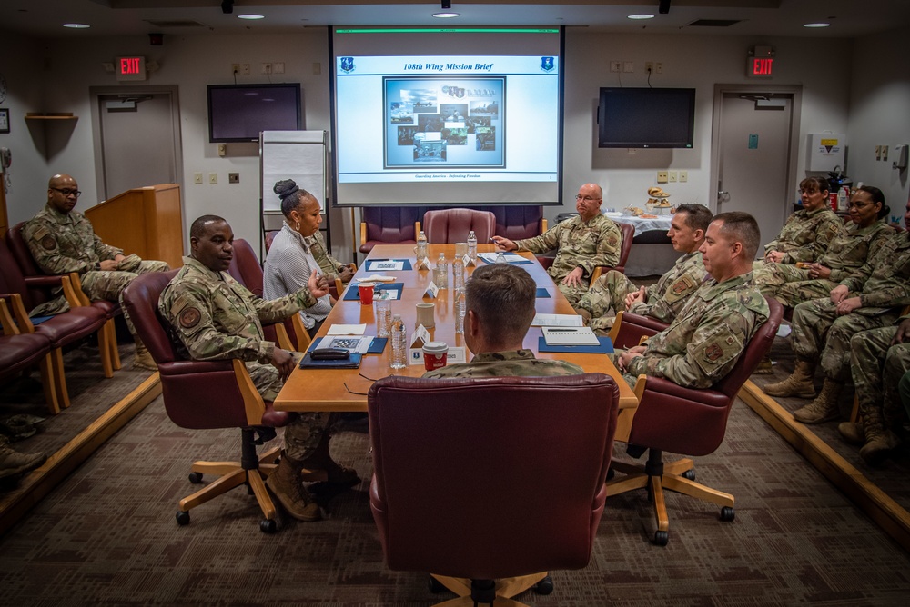 ANG Command Chief speaks with 108th Wing Airmen