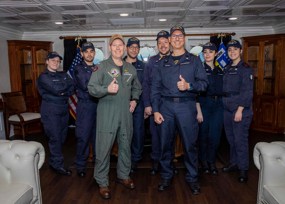 USS George H.W. Bush (CVN 77) Cross Deck with ITS Carabiniere (F 593)