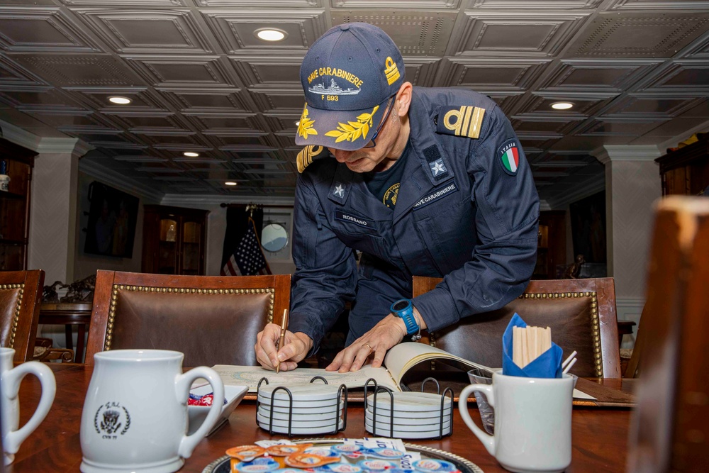 USS George H.W. Bush (CVN 77) Cross Deck with ITS Carabiniere (F 593)