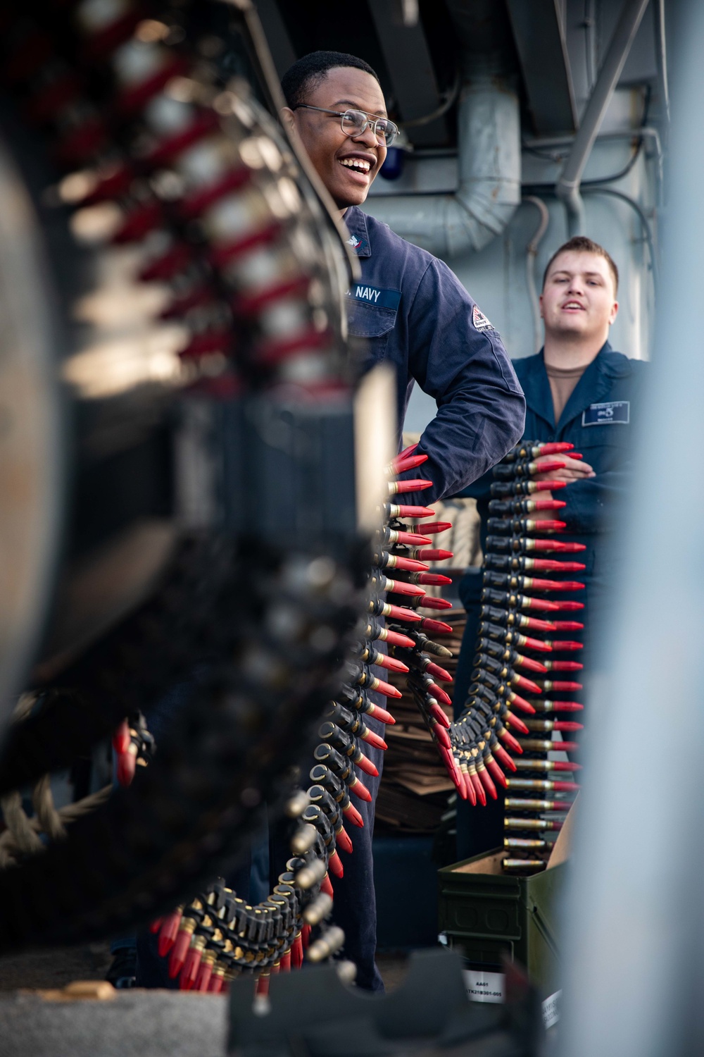 USS BATAAN SAILORS LOAD CIWS
