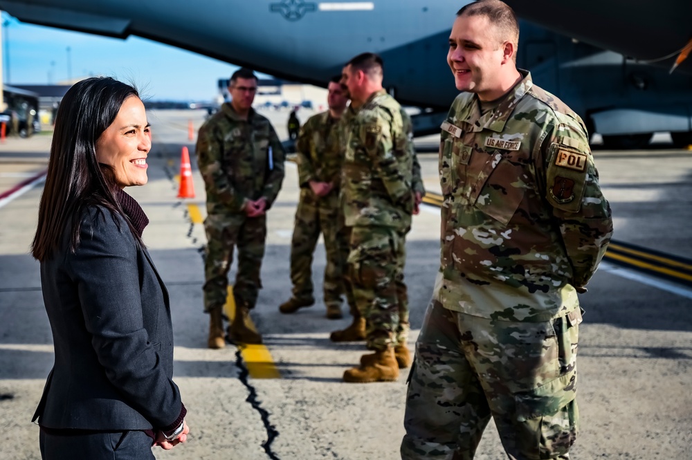 The Honorable Gina Ortiz Jones visits the 305th Air Mobility Wing