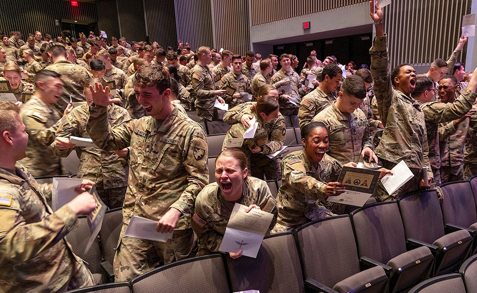 Class of 2023 cadets receive results during Branch Night