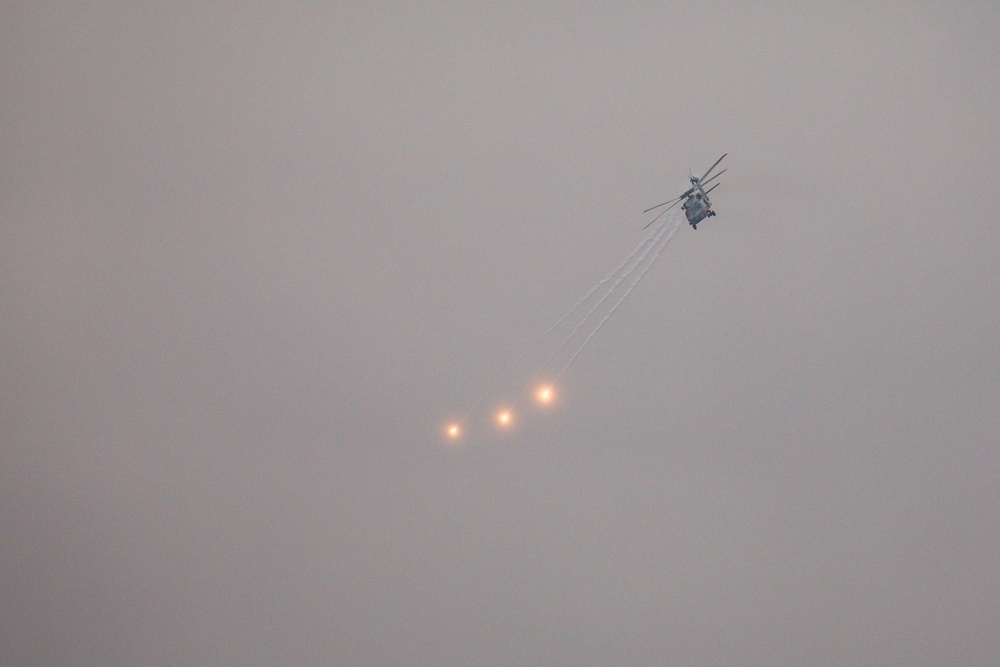 HSM 79, DET 2, MH-60R Helicopter Fires Flares