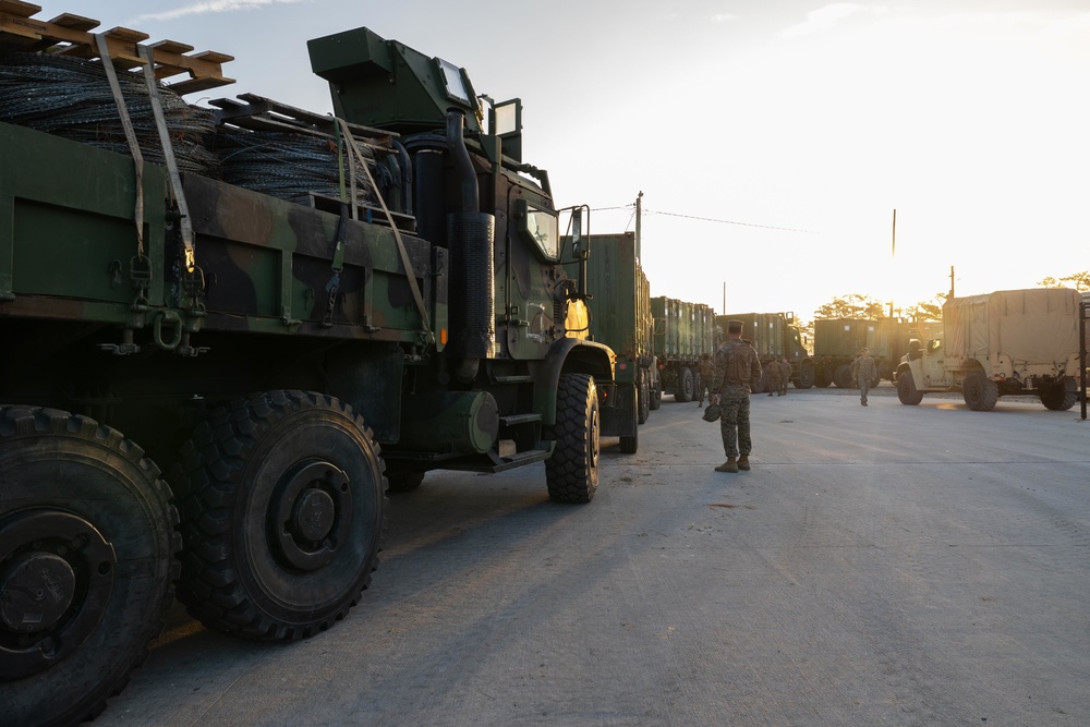 Road To MEUEX I: CLB-22 Departs 17-Vehicle Convoy to Marine Corps Auxiliary Landing Field Bogue