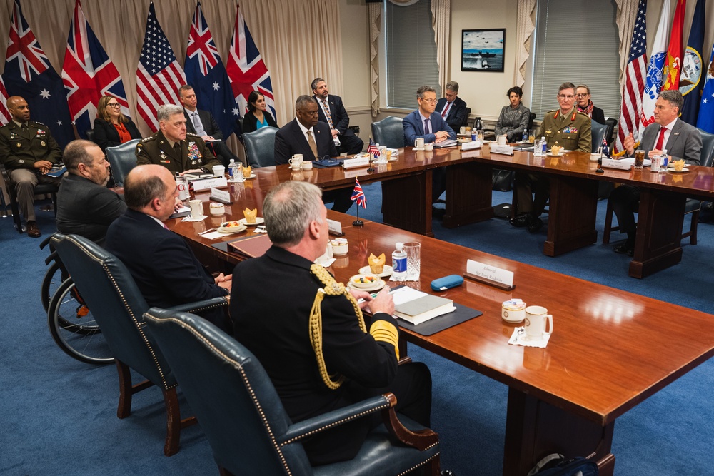 SECDEF Hosts a Trilateral Defense Ministerial Meeting with UK and Australia