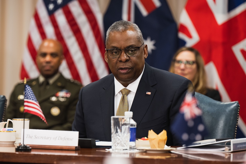 SECDEF Hosts a Trilateral Defense Ministerial Meeting with UK and Australia