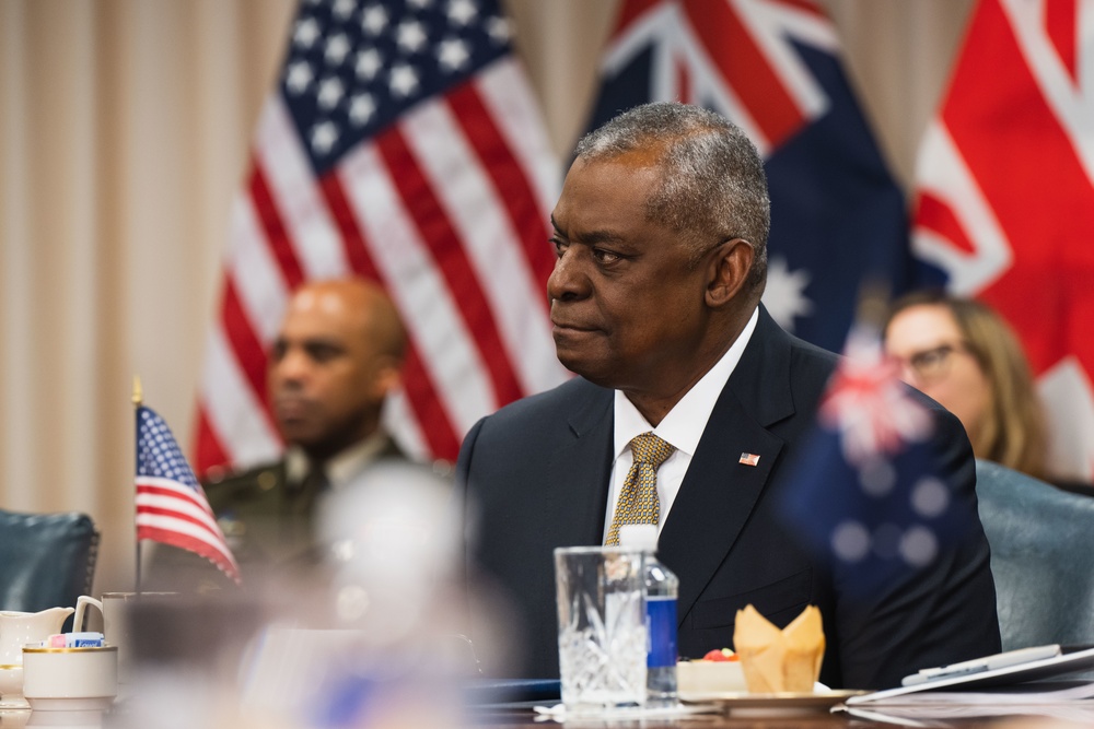 SECDEF Hosts a Trilateral Defense Ministerial Meeting with UK and Australia