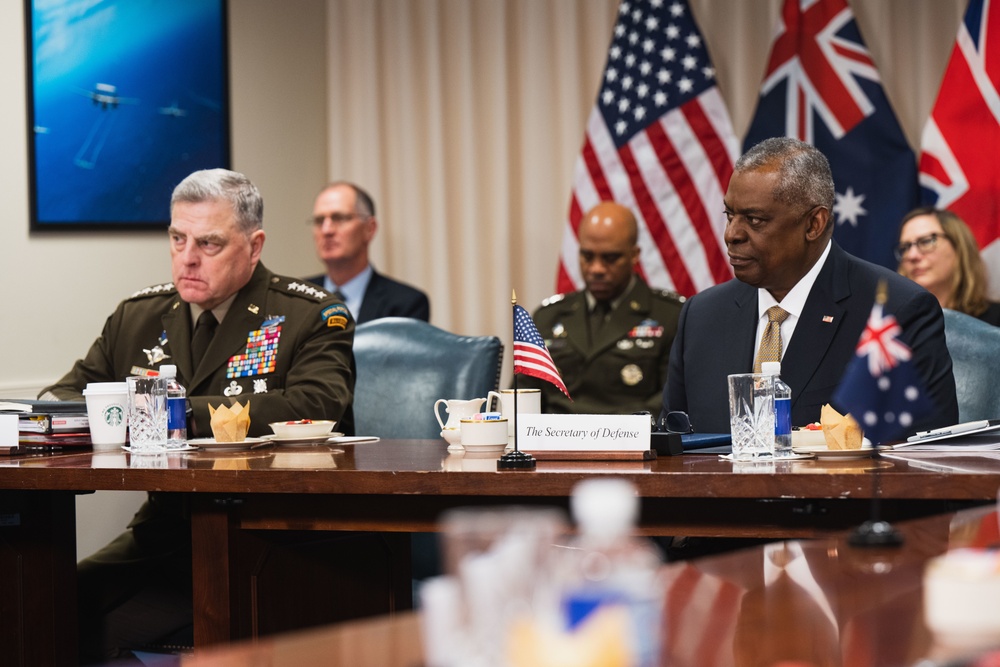 SECDEF Hosts a Trilateral Defense Ministerial Meeting with UK and Australia