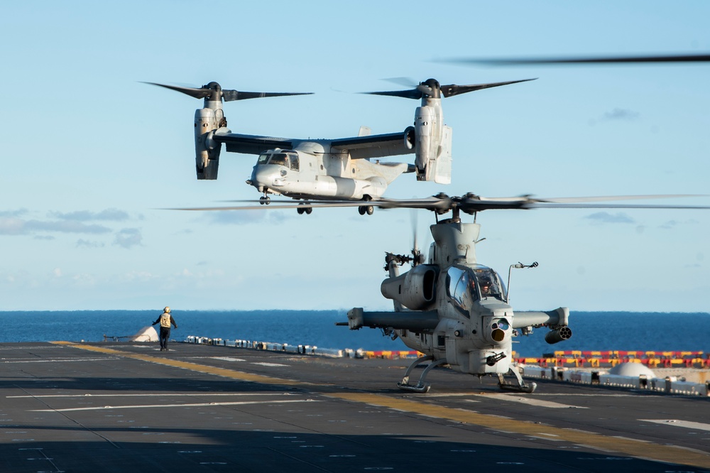 USS Tripoli, HMLA 369,  and VMM 364 Conduct Flight Operations