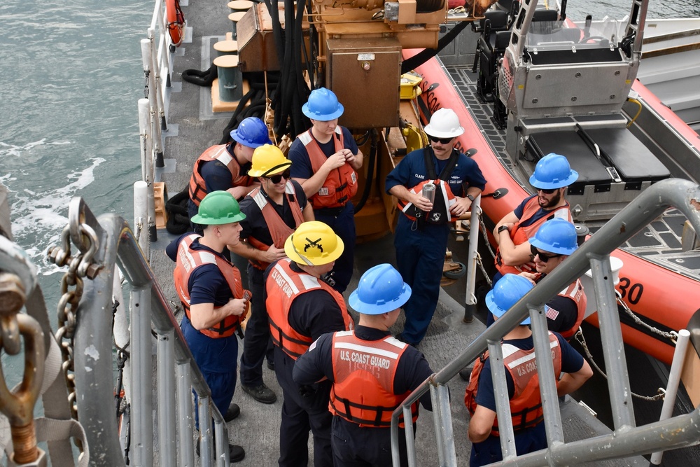 USCGC Hamilton gets underway in the Canary Islands