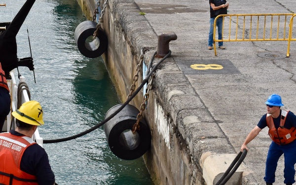 USCGC Hamilton gets underway in the Canary Islands