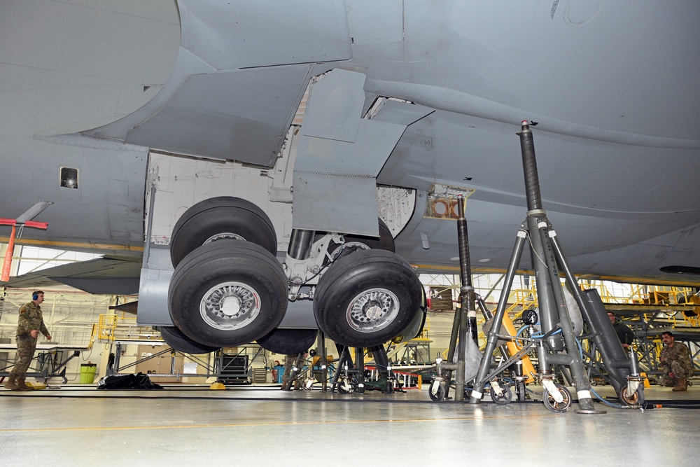 127th Air Refueling Group of Selfridge performs a landing gear swing to test new Centering Cylinders