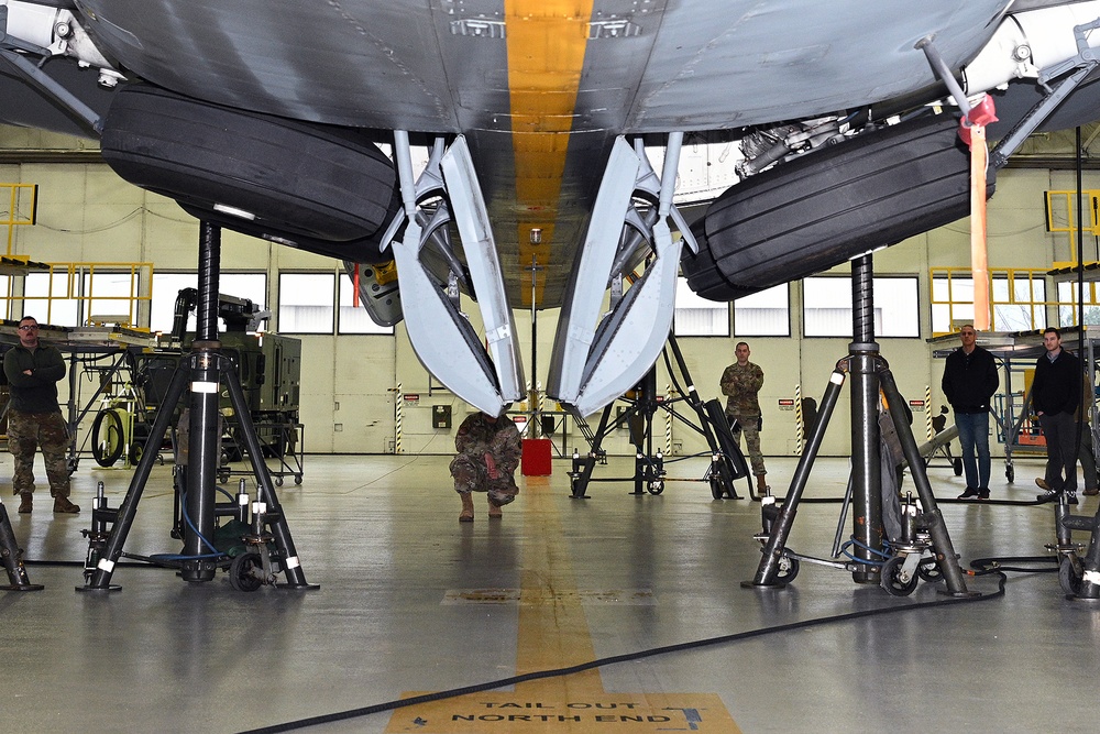 127th Air Refueling Group of Selfridge performs a landing gear swing to test new Centering Cylinders