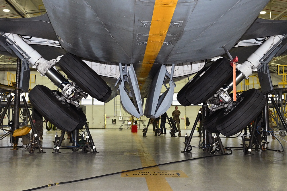 127th Air Refueling Group of Selfridge performs a landing gear swing to test new Centering Cylinders
