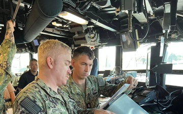 Joint Typhoon Warning Center Sailors Work with QM counterparts Aboard USS Daniel K. Inouye