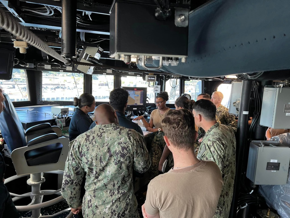 Joint Typhoon Warning Center Sailors Work with QM counterparts Aboard USS Daniel K. Inouye