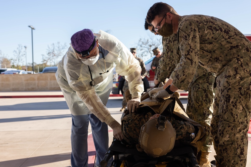 Marines, sailors participate in mass casualty simulation during Steel Knight