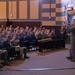 Rear Adm. Pete Garvin, Naval Education and Training Command (NETC), speaks to naval aviation students