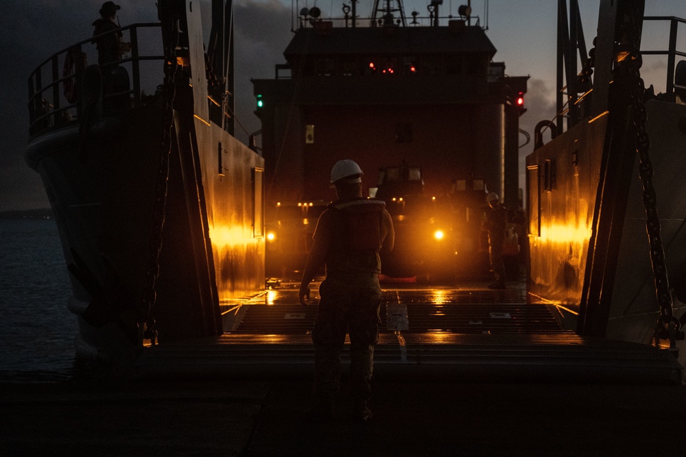 Winter Workhorse 23 | Combat Logistics Battalion 4 Marines load vehicles onto U.S. Army Landing Craft Utility