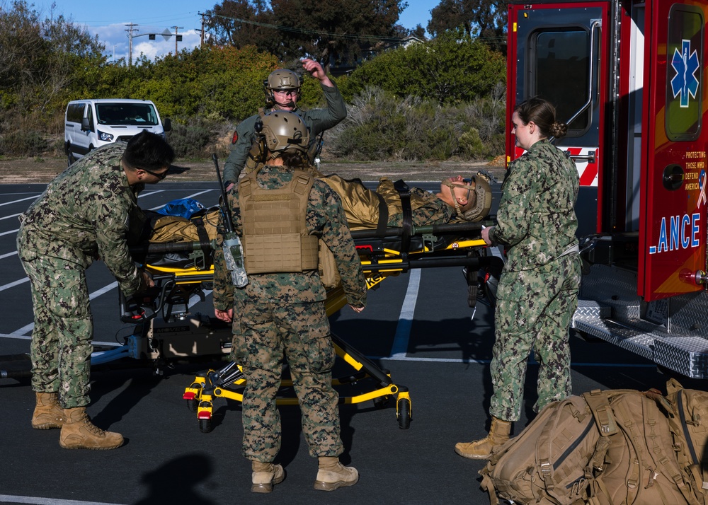 Marines, sailors conduct mass casualty drill during Steel Knight 23